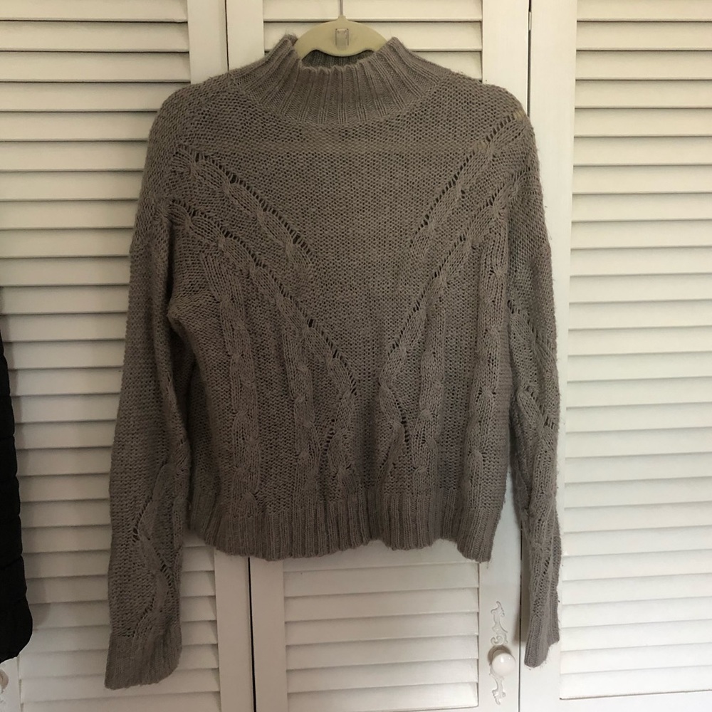 La Hearts Grey Cable Knit Turtleneck Sweater